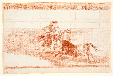 Goya - Un caballero español en plaza quebrando rejoncillos sin auxilio de los chulos, D04298