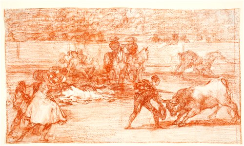 Goya - Un diestro entrando a matar con un sombrero en la mano en lugar de una muleta, D04326