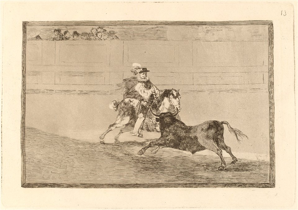 Goya - Un caballero espanol en plaza quebrando rejoncillos sin auxilio de los chulos
