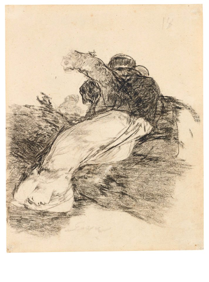 Goya - YOUNG WOMAN IN WHITE FALLING TO THE GROUND, H.18