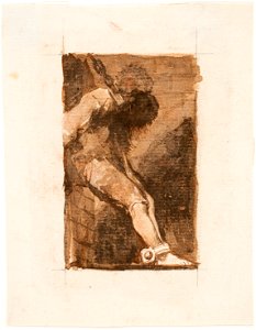 Goya - Prisionero encadenado, sentado de perfil a la izquierda, D04327