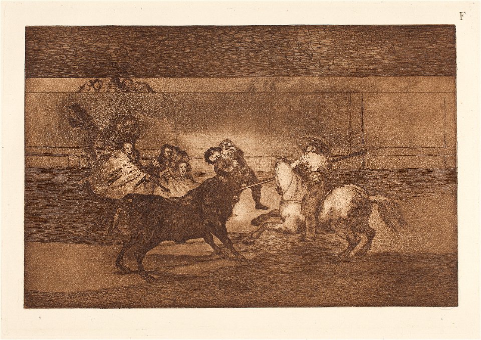 Goya La Tauromaquia (F) Varilarguero y chulos haciendo el quite a un torero cogido