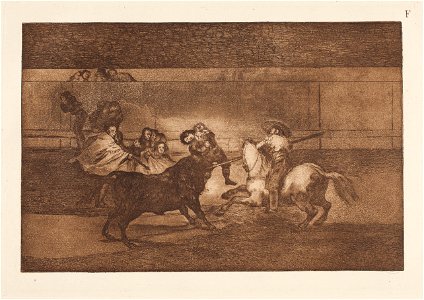 Goya La Tauromaquia (F) Varilarguero y chulos haciendo el quite a un torero cogido