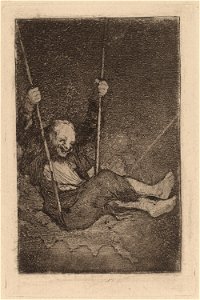 Goya - Old Man on a Swing. Free illustration for personal and commercial use.