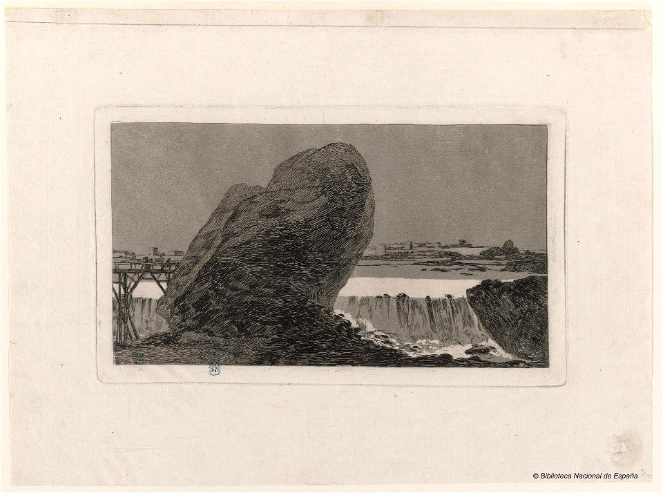 Goya - Paisaje con peñasco y cascada, bdh0000025572, 1812