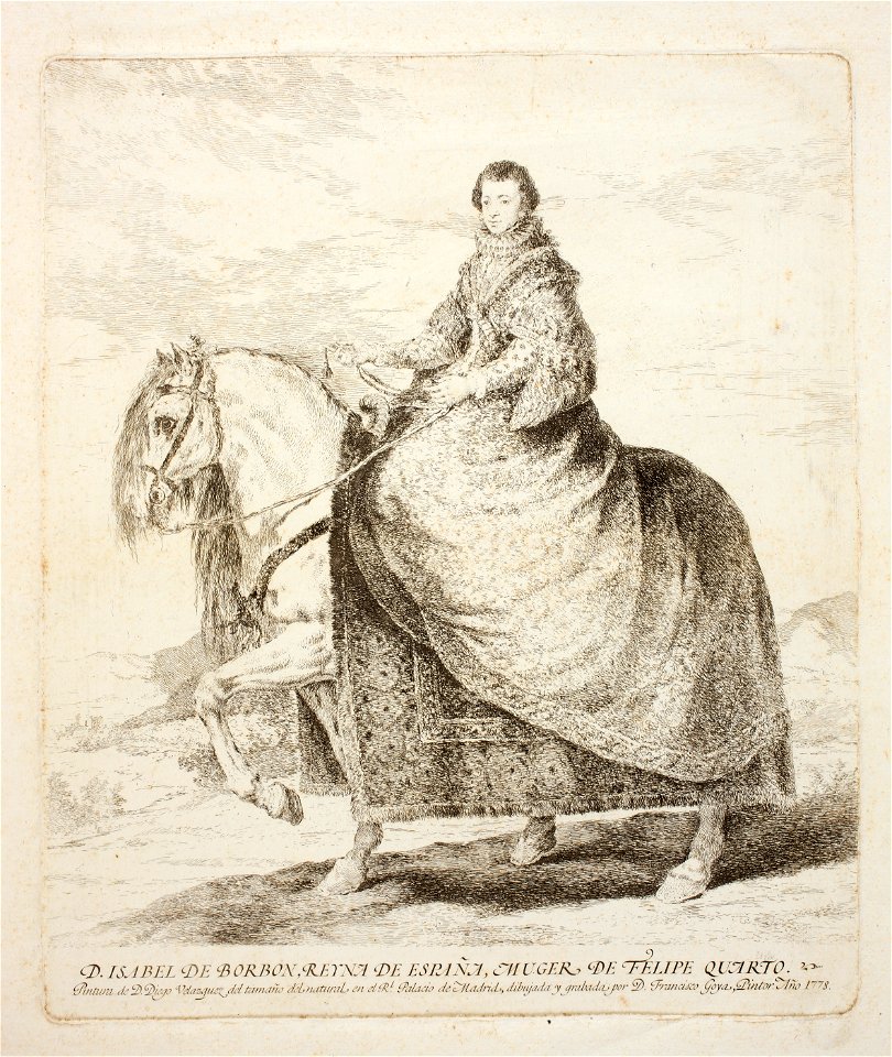 Goya Equestrian portrait of Isabel de Borbón after velazquez