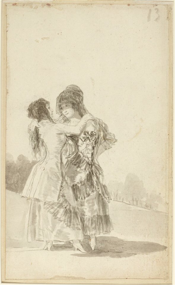 Goya - Two Majas Embracing (Album B.13 B.14), x1952-83, ca. 1796–97, v