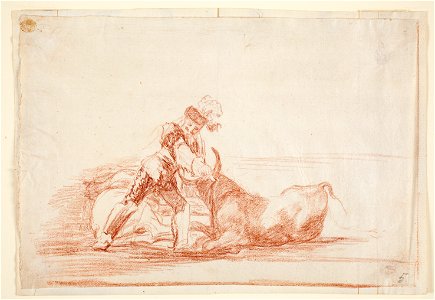Goya - Un caballero español mata un toro despues de haber perdido el caballo, D04294