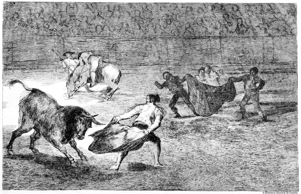 Goya - Un diestro toreando de frente por detrás, bdh0000066266, 1816