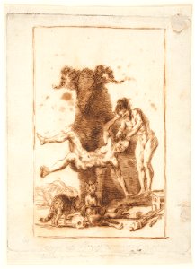 Goya - Sueño 2. Ensayo de Brujas primerizas de primer buelo, y con temor se prueban para trabajar, D04202