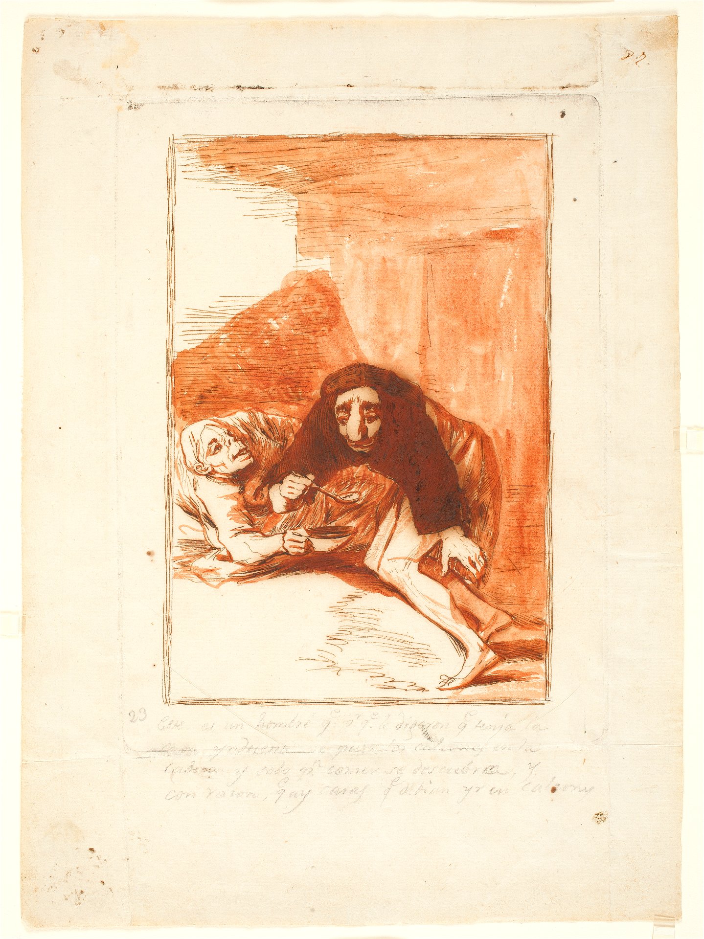 Goya - Sueño 23. Este es un hombre que porque le digeron que tenía la cara  yndecente se puso los calzones en la cabeza, D04239 - Traditional visual  art under Public domain license