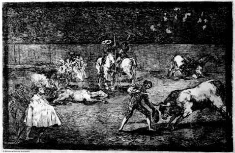 Goya - Un diestro entrando a matar con un sombrero en la mano en lugar de muleta, bdh0000066255, 1816