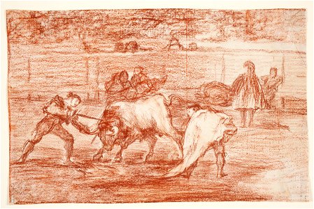 Goya - Un matador hunde el estoque agarrando al toro por un cuerno, D04306