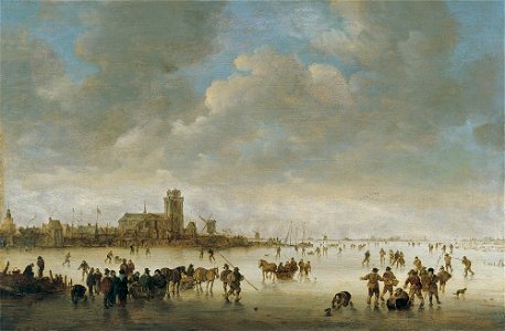 Goyen 1643 Paisaje invernal con figuras en el hielo. Free illustration for personal and commercial use.