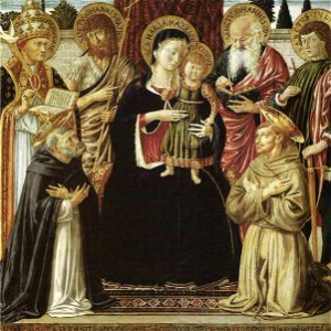 Gozzoli - Madonna Enthroned with Saints Dominic and Francis, 1473