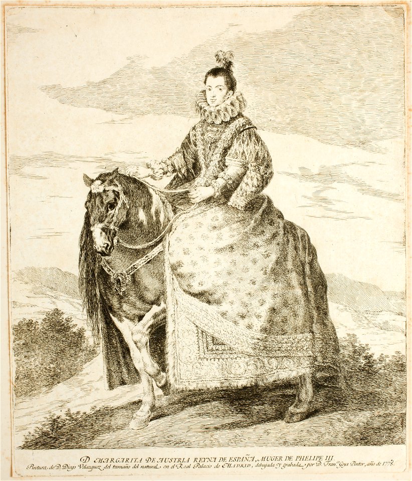 Goya Equestrian portrait of Margaret of Austria after velazquez