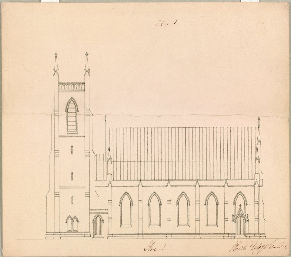 Grace Church (Brooklyn, New York). Side elevation) - Rich Upjohn, arct LCCN2012647184