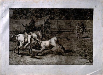Goya y Lucientes, Francisco de - Mariano Ceballos, called el Indio, kills the bull from horseback - Google Art Project. Free illustration for personal and commercial use.