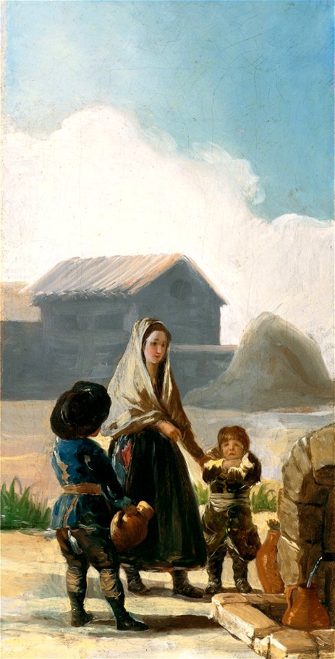 Francisco de Goya - Una mujer y dos niños junto a una fuente