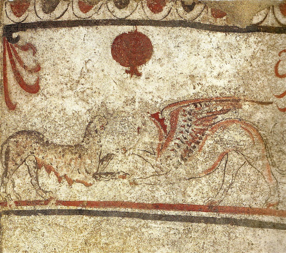 Grab der kämpfenden Tiere
