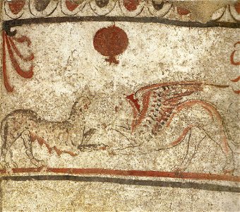 Grab der kämpfenden Tiere