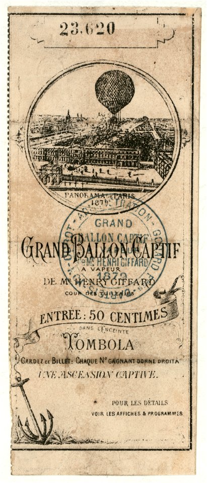 Grand ballon captif a vapeur de Mr. Henry Giffard, Cour des Tuileries