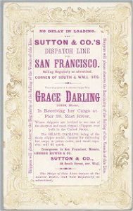 GRACE DARLING Clipper ship sailing card HN002746aA. Free illustration for personal and commercial use.