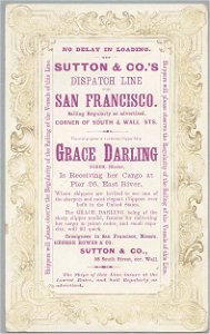 GRACE DARLING Clipper ship sailing card HN002746aA