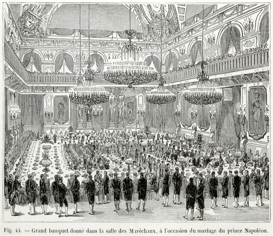 Grand banquet donné dans la salle des Maréchaux, à l'occasion du mariage du prince Napoléon