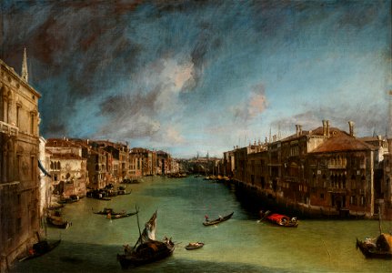 Grand Canal, Looking Northeast from Palazo Balbi toward the Rialto Bridge. Free illustration for personal and commercial use.