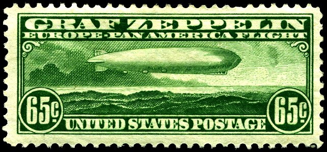 Graf Zeppelin stamp 65c 1930 issue. Free illustration for personal and commercial use.