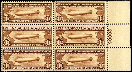 Graf Zeppelin stamp $1 30 Plate Blk 1930 issue