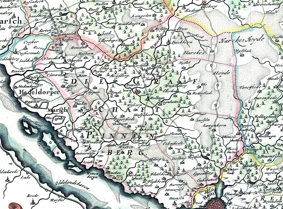 Grafschaft Pinneberg aus Joh Mejer Stormarn 1650