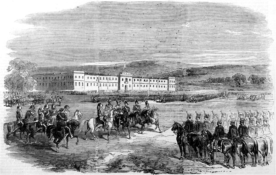 Grand review of Austrian Troops at Bucharest - Illustrated London News, 1856