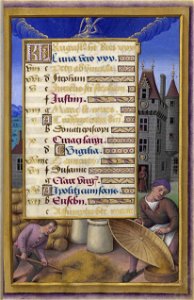 Grandes Heures d'Anne de Bretagne - fol. 11r - Calendriier Août