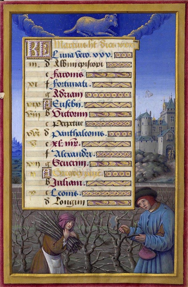 Grandes Heures d'Anne de Bretagne - fol. 6r - Calendriier Mars