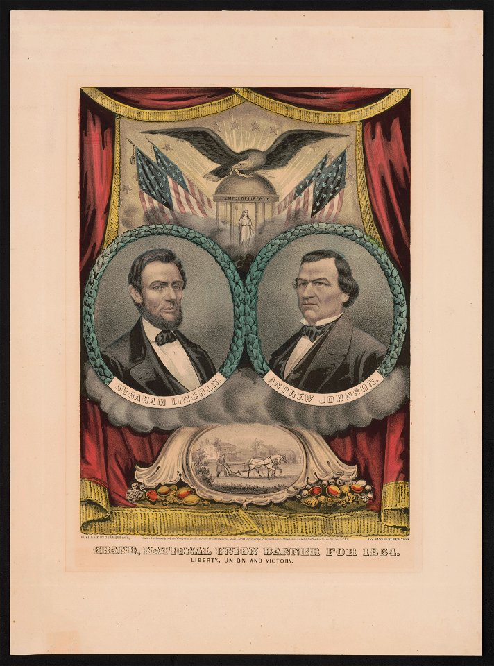 Grand national union banner for 1864. Liberty, union and victory LCCN2003674567