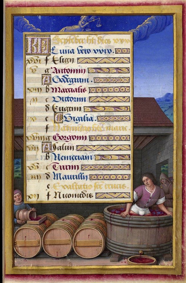 Grandes Heures d'Anne de Bretagne - fol. 12r - Calendriier Septembre