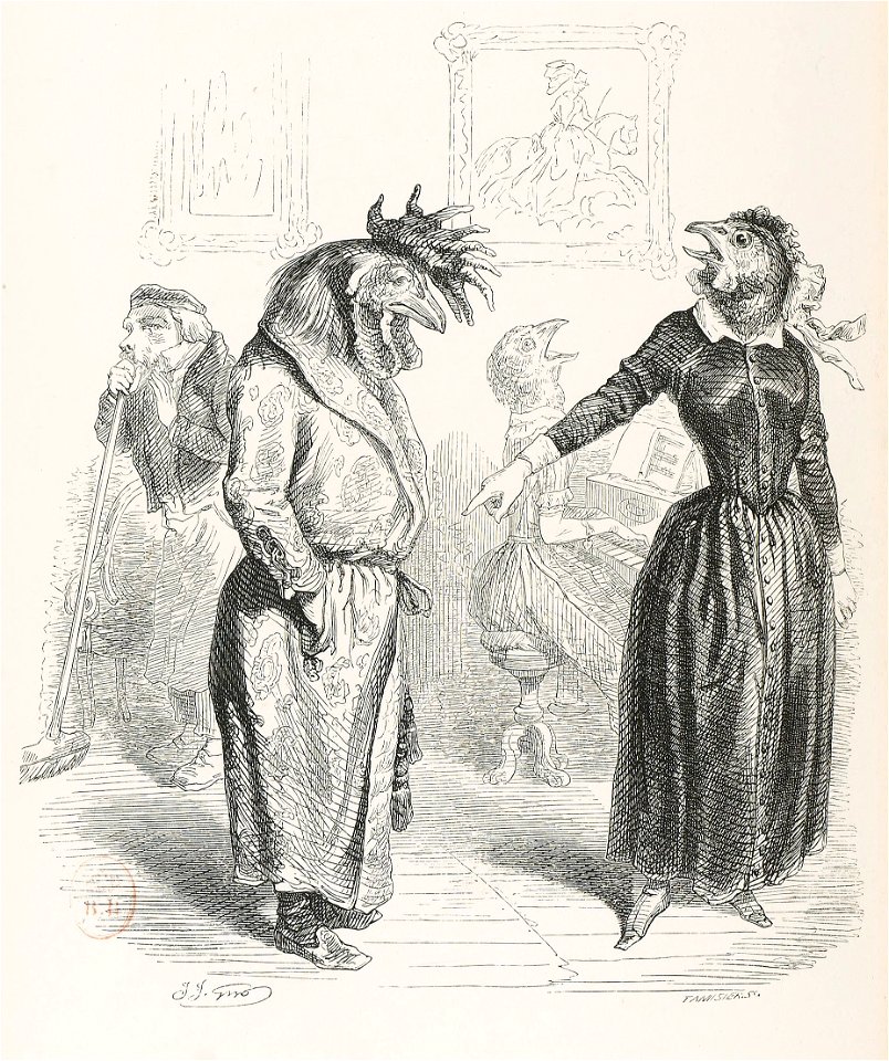 Grandville - Triste maison que celle ou le coq se tait et où la poule chante