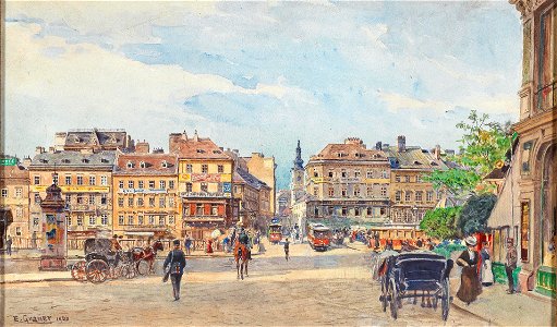 Graner – Danube canal with Ferdinand bridge, Vienna, 1906