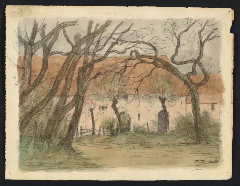 Grande maison campagnarde derrière un bouquet d'arbres 1901-2000drawing by Jean-François Taelemans, R-2009-26372, Prints Department, Royal Library of Belgium