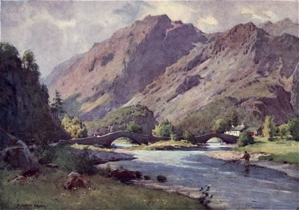 Grange in Borrowdale - The English Lakes - A. Heaton Cooper. Free illustration for personal and commercial use.