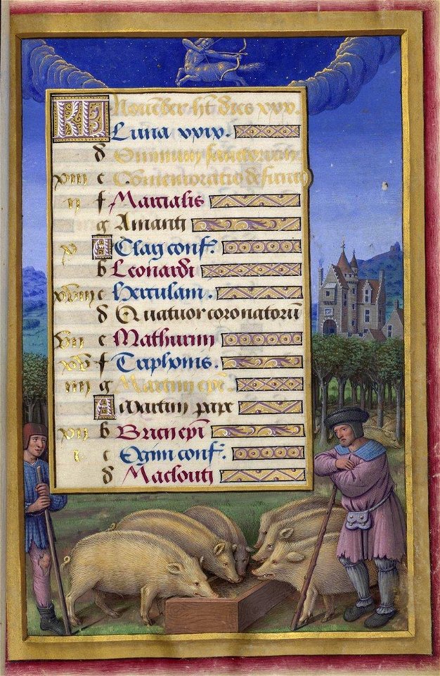 Grandes Heures d'Anne de Bretagne - fol. 14r - Calendriier Novembre