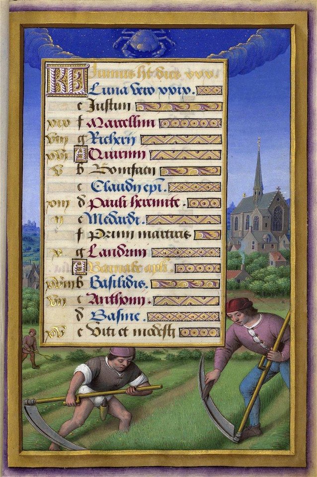 Grandes Heures d'Anne de Bretagne - fol. 9r - Calendriier Juin