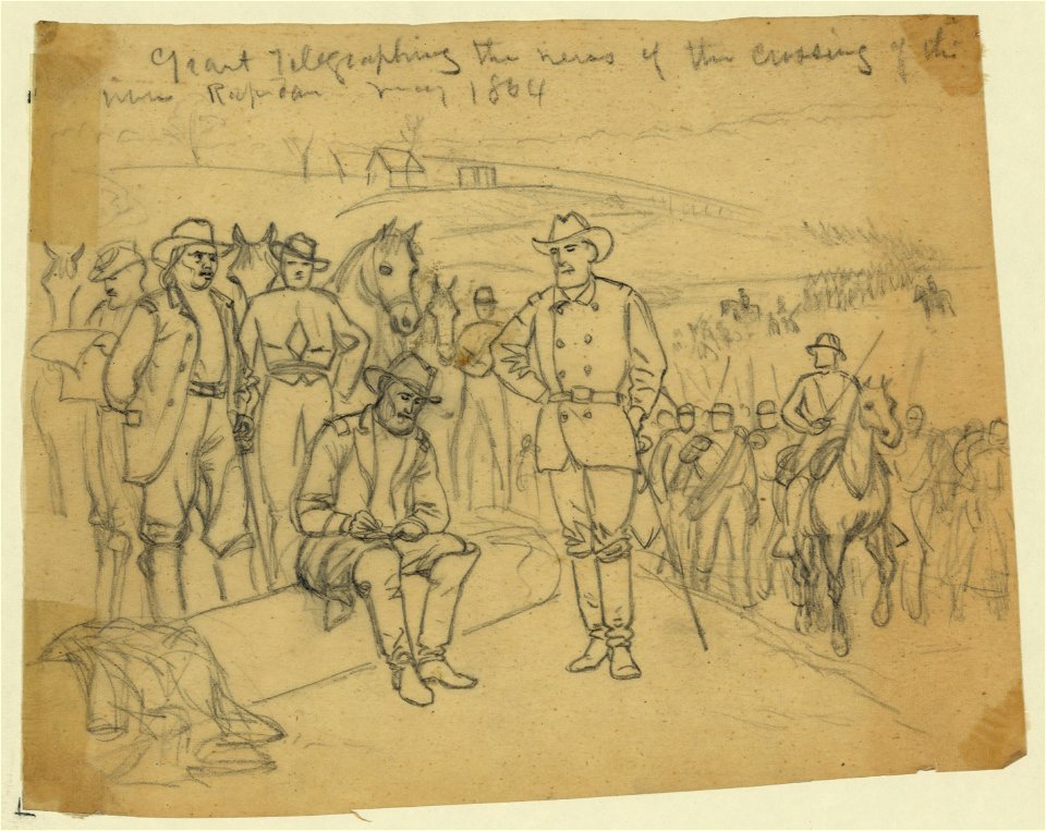 Grant telegraphing the news of the crossing of the river Rapidan-May 1864 LCCN2004682153
