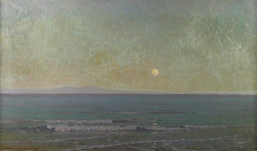 Granville Redmond - Quiet moonlight (beyond Catalina Island). Free illustration for personal and commercial use.
