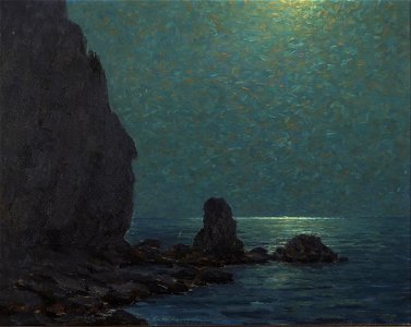 Granville Redmond - Catalina Island Coast under a Moonlit Sky