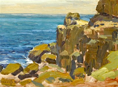 Granville Redmond - Rocky Cliffs, Catalina Island. Free illustration for personal and commercial use.