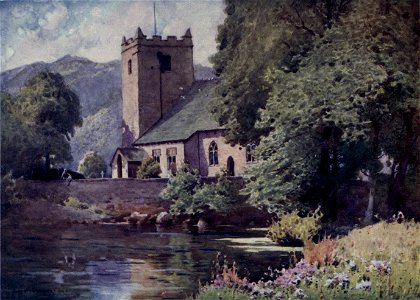 Grasmere Church - The English Lakes - A. Heaton Cooper. Free illustration for personal and commercial use.