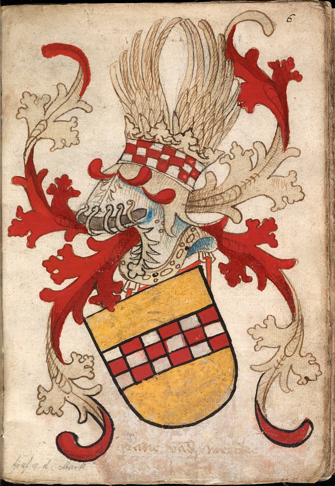 Graue vander Mercke - Graaf van der Mark - Count van der Mark - Wapenboek Nassau-Vianden - KB 1900 A 016, folium 06r